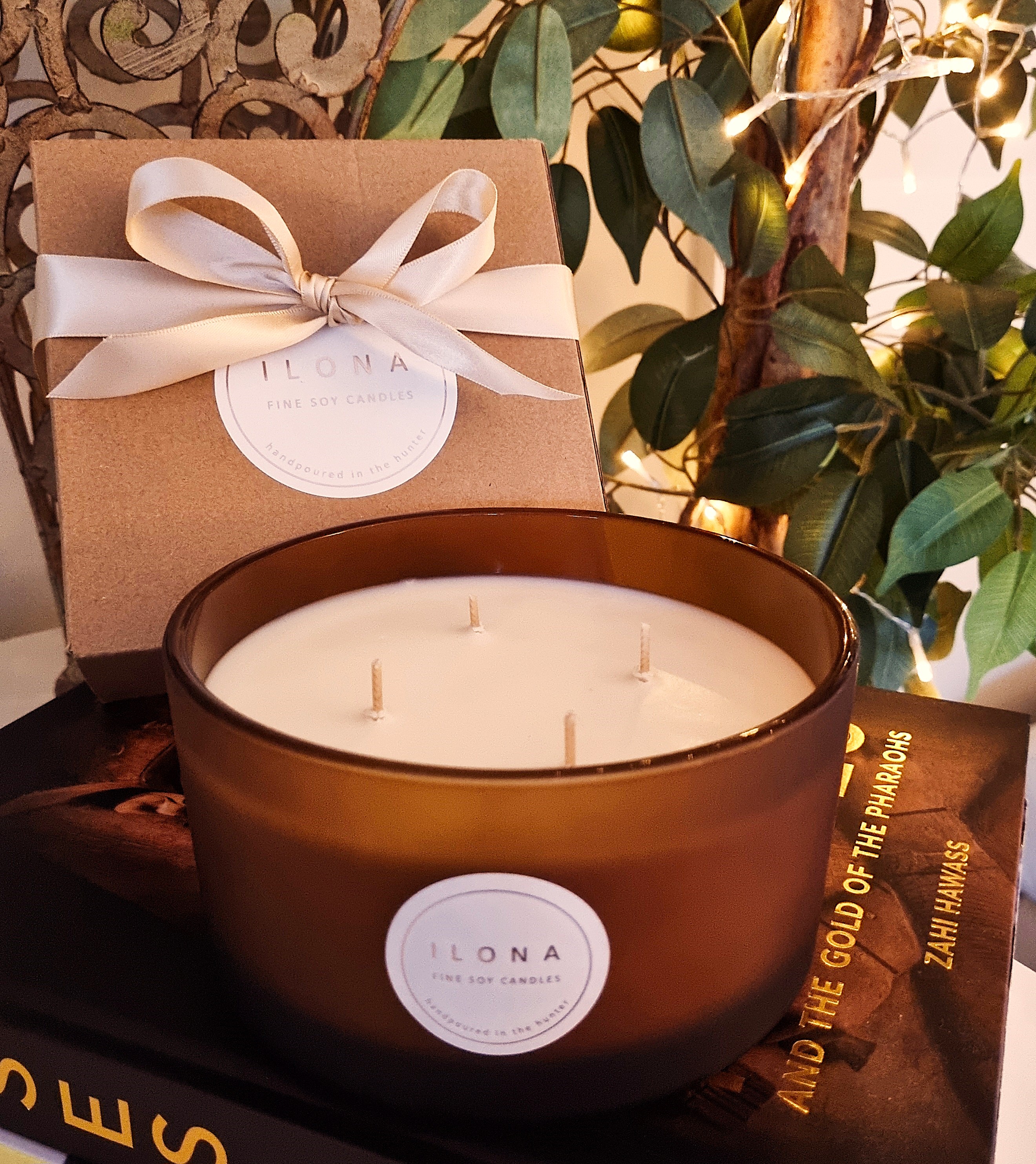 Frosted Amber Bowl Holds 635gms Of Wax